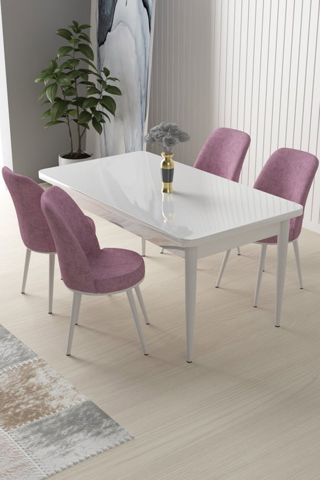 Hanah Home Juego de Comedor de 5 Piezas Blanco y Rosa Hanah Home Juego de Comedor de 5 Piezas Blanco y Rosa